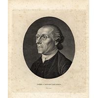 LAVATER, Johann Caspar. - Portrait, Porträt, Brustbild mit Profil nach links. Kupferstich v. [Richard?] Rhodes. [London um 1790] 24 x 27cm Blatt, 26x23cm Blattenrand, 20x17cm Abb. 