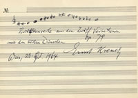 KRENEK, Ernst [1900-1991]: Eigenhändiges Albumblatt mit Datum und Unterschrift.