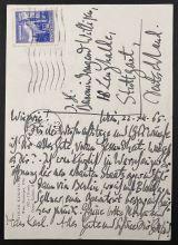 EINEM, Gottfried von [1918-1996]: Eigenhändige Postkarte / Bildpostkarte mit Unterschrift (Motiv der Staatsoper in Wien von Oskar Kokoschka). Wien, 22.12.[19]65. 1 Seite.   