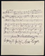 REGER, Max [1873-1916]: Autoraph music album leaf for voice and piano. 