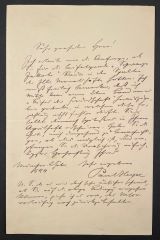HEYSE, Paul [1830-1914]: Eigenhändiger Brief mit Datum und Unterschrift. München,, 2. Febr[uar] 1884.. Groß-Oktav. 22 x 14 cm. 1 Seite auf Doppelbogen. 
