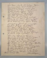 HEYSE, Paul [1830-1914]: Faksimile eines eigenhändigen Gedichtes. Gries,, 17. März 1890.. Quart. 25 x 20 cm. 1 Seite. Gelocht. Etwas fleckig. 