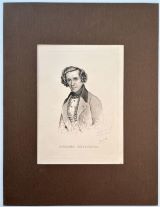 MEYERBEER, Giacomo. - Portrait, Porträt, Brustbild, Halbfigur. Stahlstich von [Jean-Joseph] Mougeot. [ca. 1836] 17,5 x 11,5 cm. Etwas stockfleckig. 