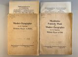 KINSKY, G.: Musiker-Autographen aus der Sammlung W. Heyer in Köln. Auktion 6./ 7.Dezember 1926 und Auktion 9./10. Mai 1927. [Teil 1 und 2 von 4]. Berlin 1926/27 Quart. 128 S., 16 Tafeln; 114 S., 18 Tafeln. OKt. (Auktionskataloge der Firmen K. E. Henrici und L. Liepmannssohn). 