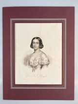 STÖCKL-HEINEFETTER, Klara. - Portrait. Porträt. Brustbild nach links. Stahlstich von A. Dworzack. Wien Feyertag [ca. 1850] 26,2 x 19,5 cm. Knickfalte. Etwas stockfleckig. 