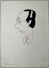 KEY, Willy: Porträt-Karikaktur.Tuschezeichnung auf Karton. Signiert. 28 x 20,8 cm 