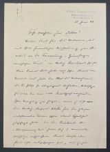 SPRANGER, Eduard [1882-1963]: Eigenhändiger Brief mit Datum und Unterschrift. Berlin (Stempel), 12. Juni [19]44.. Oktav. 19 x 13, 5 cm. 1 1/2 Seiten. Klammerspuren am oberen Blattrand. 