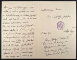 REGER, Max [1873-1916]: Autograph letter with place, date, and signature. Meiningen, 15. August 1912. Octavo. 3 pp on double sheet. With printed letterhead of the Intendanz. 