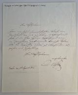 NESTROY, Johann Nepomuk [1801-1862]: Eigenhändiger Brief mit Ort, Datum und Unterschrift. Berlin, 9. August [1]844. Großquart. 3/4 Seite. Kleine Falteneinrisse hinterlegt. 
