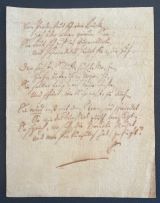 SCHILLER, Friedrich GERSTENBERGKSCHE FÄLSCHUNG. - [1759-1805]: Fälschung eines Gedichtes von F. Schiller mit Unterschrift 