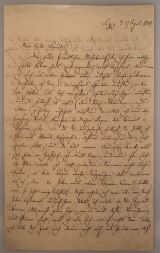 MENDELSSOHN BARTHOLDY, Felix [1809-1847]: Eigenhändiger Brief mit Datum und Unterschrift. Leipzig, 17. April 1844. Großoktav. 3 Seiten. Leichte Randläsuren. 