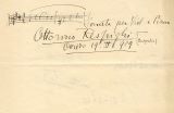 RESPIGHI, Ottorino [1879-1936]: Eigenhändiges musikalisches Albumblatt mit Ort, Datum und Unterschrift. Oviedo, 19.II.1929. Quer-Oktav. 1 Seite. 