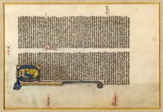 Lateinische Handschrift 53-zeilig mit Bildinitiale 