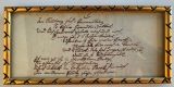 NESTROY, Johann [1801-1862]: Eigenhändiges Gedichtmanuskript. Ohne Ort und Datum, [um 1834].. 6,5 x 15 cm. In Goldrahmen. Rückseitig von fremder Hand: 