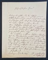UHLAND, Ludwig [1787-1862]: Eigenhändiger Brief mit Ort, Datum und Unterschrift. Tübingen, 7. Dec[ember] 1845. Quart. 20,4 x 16,3 cm. 1 Seite. Doppelbogen. Leichte Knitterspuren. 
