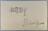 STRAUSS, Richard [1864-1949]: Autograph musical album leaf with signature. No place and date., [1937].. Small oktavo oblong 9 x 14,5 cm. 1 page.   