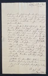 UHLAND, Ludwig [1787-1862]: Eigenhändiger Brief mit Datum und Unterschrift Stuttgart, 17. Nov[ember] 1824. Großoktav. 20,3 x 12,7 cm. 1 Seite. Mit Anschrift und Siegelresten. 