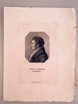 SCHLEGEL, August Wilhelm. - Portrait, Porträt, Brustbild nach links. Kupferstich in Punktiermanier von G. Zumpe. Zwickau, Gebr. Schumann [ca. 1820] 17,5 x 12 cm. Schöner Abzug. 